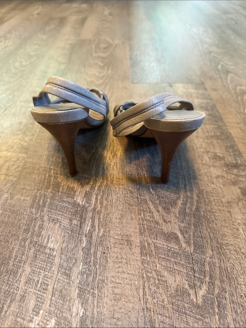 Cole Haan Taupe Leather Knot-Front Slingback Heels